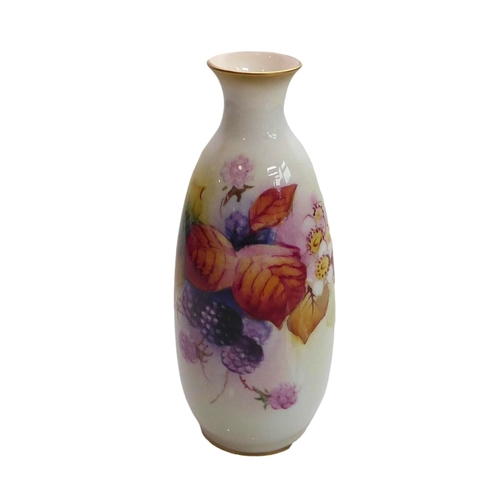 3 - A Royal Worcester porcelain vase hand painted with blackberries and signed M Miller, date code 1954.