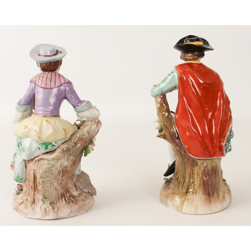 36 - A pair of porcelain figures by VEB of Sitzendorf - 1960s-70s, depicting a young shepherdess and her ... 