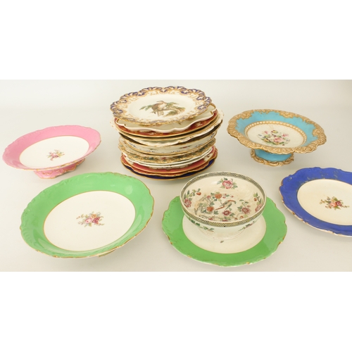 26 - A collection of 19th and early 20th century cabinet plates - including examples by Coalport, mostly ... 