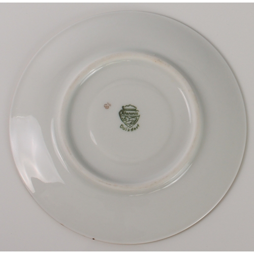 42 - A German porcelain coffee set by Rhenania of Duisdorf - 1920s-30s, decorated with overall gilt flora... 