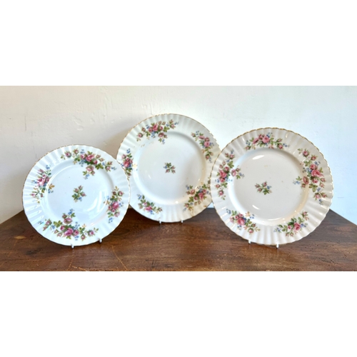 10 - A Royal Albert bone china Moss Rose pattern tea service - comprising a teapot (tiny chip to spout); ... 