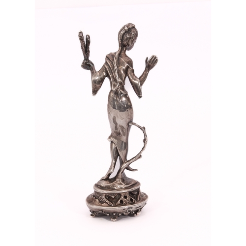 123 - An Oriental sterling silver figure of a female dancer - mid-20th century, impressed star and '925 St... 