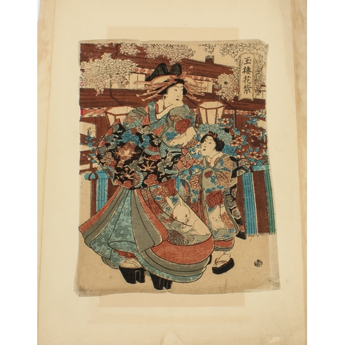 59 - A good collection of fourteen Japanese woodblock prints, 19th century - all unframed, comprising:
 -... 