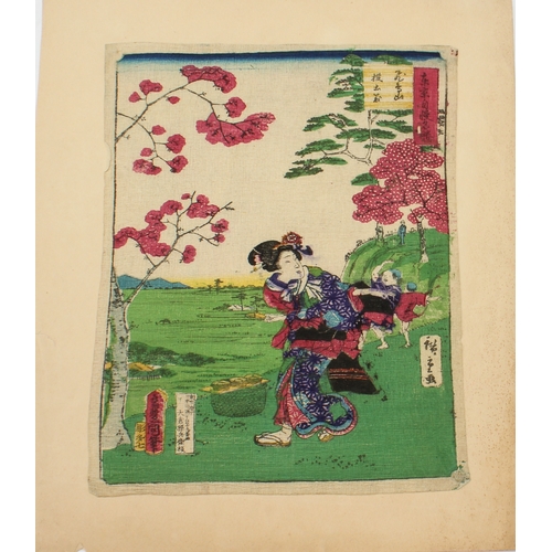 59 - A good collection of fourteen Japanese woodblock prints, 19th century - all unframed, comprising:
 -... 