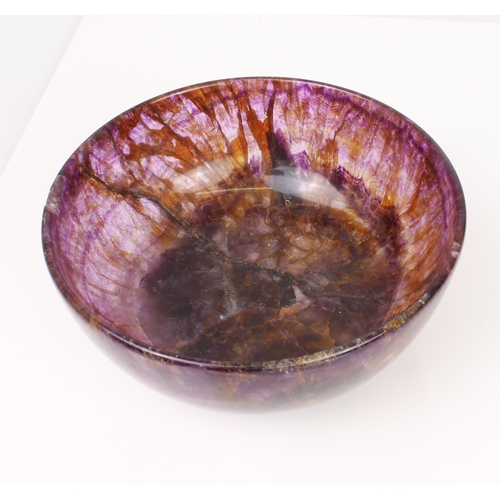 712 - A Derbyshire Blue John bowl - probably 19th century, plain cupped form with shallow circular foot, 1... 