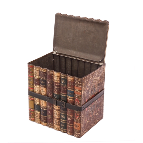 732 - A Huntley & Palmers novelty tinplate biscuit tin in the form of eight leather bound books - late 19t... 