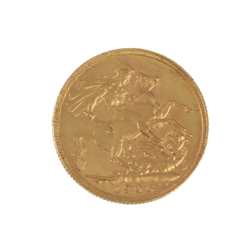 763 - An Edward VII gold full sovereign, 1906 - Perth mint.
 * 10% + VAT buyer's premium will be charged o... 