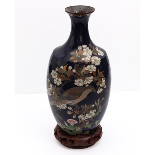 84 - A Japanese cloisonné vase - Meiji period (1869-1912), of shouldered baluster form, decorated with a ... 