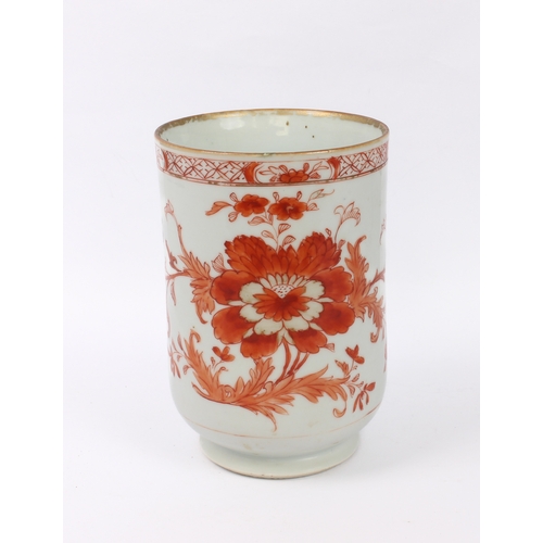 91 - A Chinese export porcelain tankard - late 18th / early 19th century, cylindrical form with tapered b... 