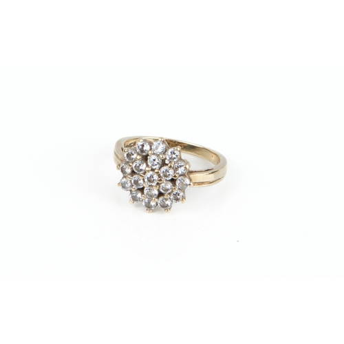 202 - A 9ct gold and CZ cluster ring - Sheffield hallmarked, size N.