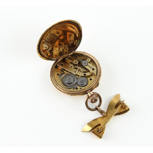 245 - A 14ct gold hunter fob watch - early 20th century, with fob wind gilt lever movement (not running), ... 