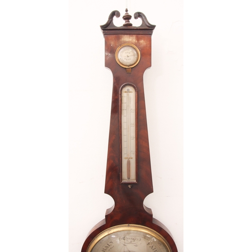 278 - A large Regency mahogany wheel barometer by J. Pensa & Son of Hatton Garden, London - with a 10-inch... 