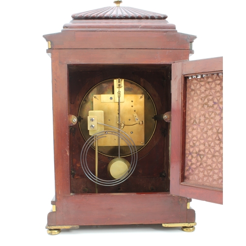 279 - A brass-mounted mahogany bracket clock in the Regency style - circa 1900, the 6½in cream painted dia... 