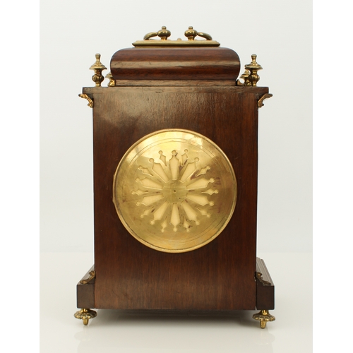 284 - An Edwardian mahogany and brass mantel clock retailed by Hopkins & Hopkins of Dublin - the signed 4½... 