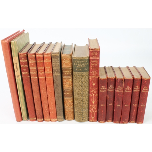 287 - Forty 19th and early 20th books with good decorative leather bindings - mostly fiction and poetry an... 