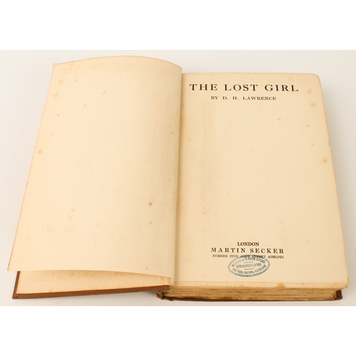 317 - Two first editions:
 LAWRENCE, D.H. - The Lost Girl (Martin Secker 1920)
 LAWRENCE, Frieda - 