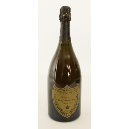 422 - Dom Perignon 1990 Vintage Champagne - one bottle, 75cl, in original green card case, level 9mm below... 