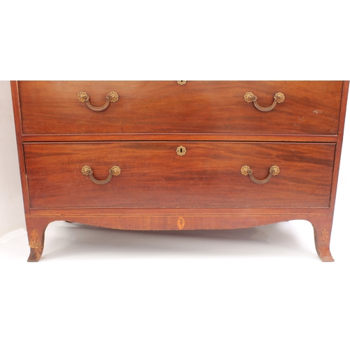 426 - A fine quality Regency inlaid mahogany secretaire chest on chest, probably Channel Islands - the fla... 