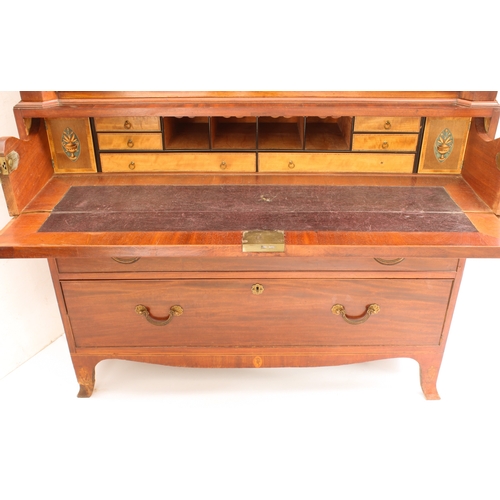 426 - A fine quality Regency inlaid mahogany secretaire chest on chest, probably Channel Islands - the fla... 