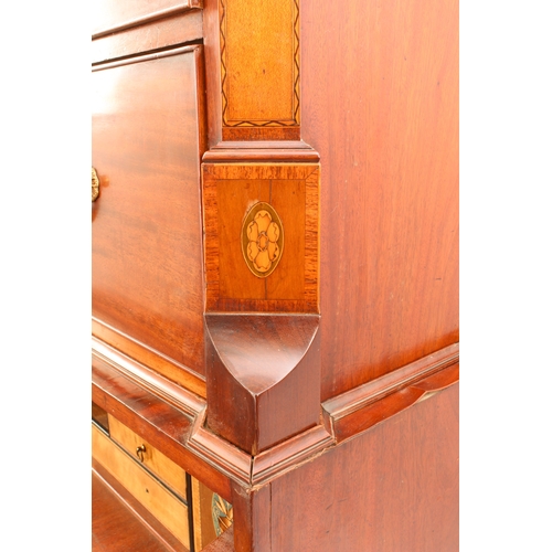 426 - A fine quality Regency inlaid mahogany secretaire chest on chest, probably Channel Islands - the fla... 