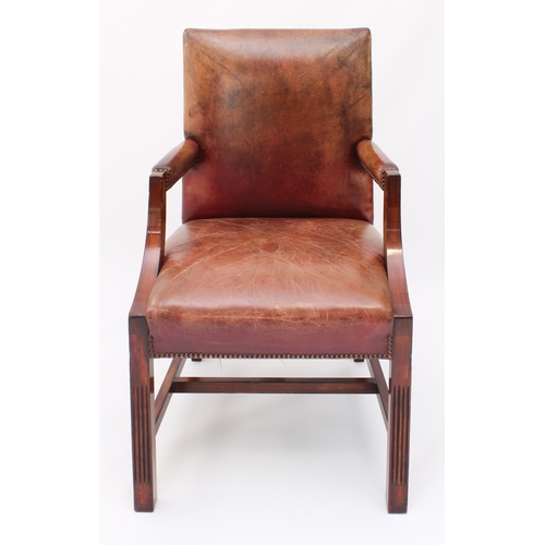 436 - A Ralph Lauren leather Gainsborough style armchair