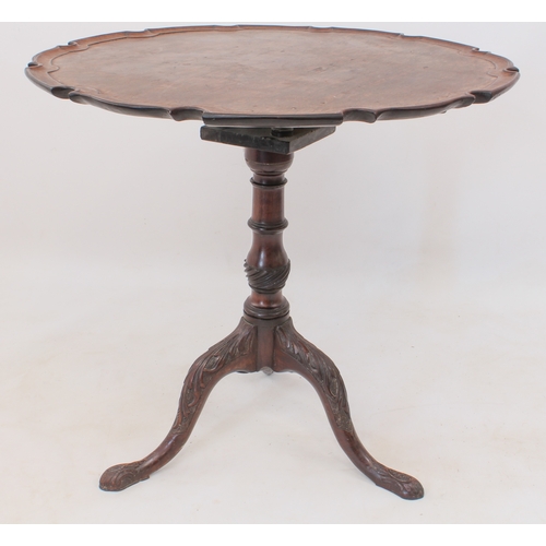 437 - A George II style carved mahogany birdcage tilt-top tripod table - late 19th / early 20th century, t... 