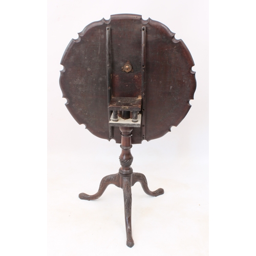 437 - A George II style carved mahogany birdcage tilt-top tripod table - late 19th / early 20th century, t... 