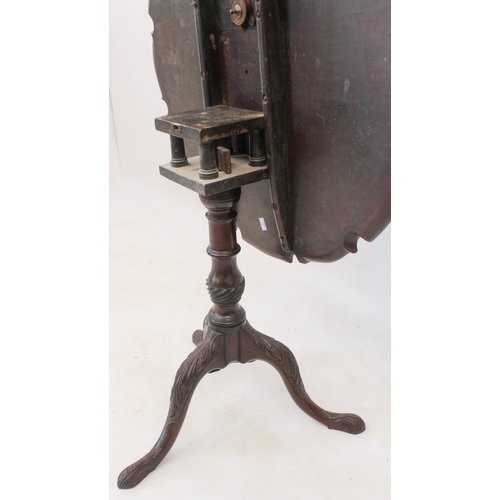 437 - A George II style carved mahogany birdcage tilt-top tripod table - late 19th / early 20th century, t... 