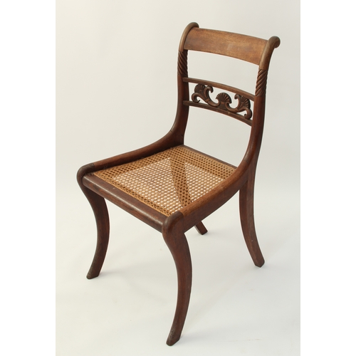 439 - A set of six Regency carved rosewood dining chairs - the label backs with single pierced rail with s... 