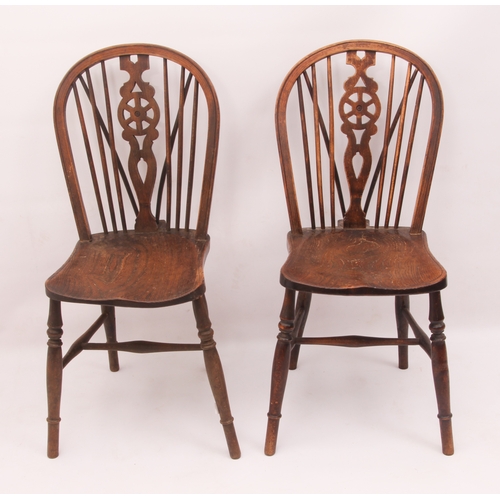 440 - Three late-19th century beech, ash and elm Windsor chairs - comprising an armchair and two similar s... 