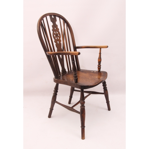 440 - Three late-19th century beech, ash and elm Windsor chairs - comprising an armchair and two similar s... 