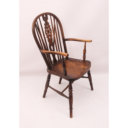 440 - Three late-19th century beech, ash and elm Windsor chairs - comprising an armchair and two similar s... 