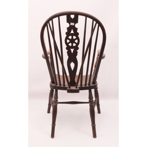 440 - Three late-19th century beech, ash and elm Windsor chairs - comprising an armchair and two similar s... 