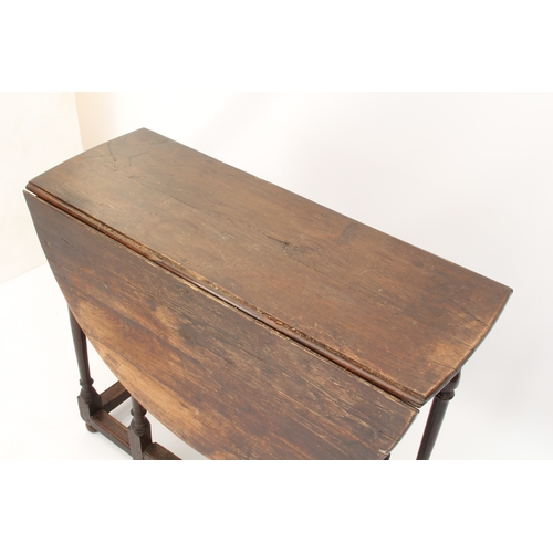 447 - An 18th century and later oak gateleg dropflap dining table - of small proportions, the oval top wit... 