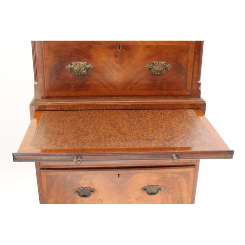 448 - A reproduction Georgian-style mahogany and walnut veneered chest-on-chest of small proportions - sec... 