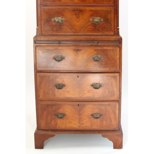 448 - A reproduction Georgian-style mahogany and walnut veneered chest-on-chest of small proportions - sec... 