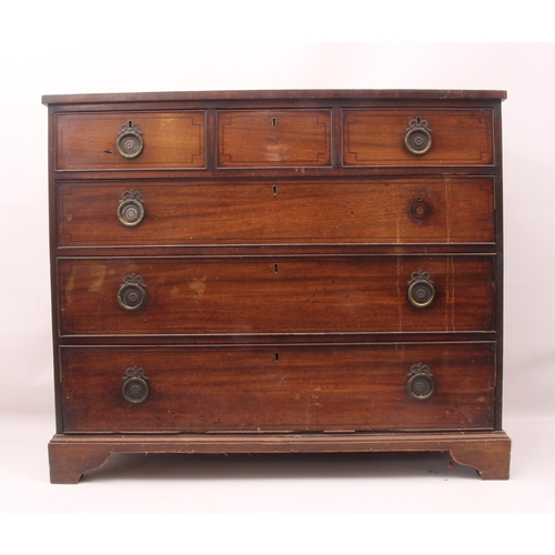 452 - A George IV mahogany straight-front chest of drawers - the plain top over three short and three long... 