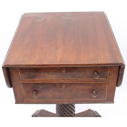 453 - A late-Regency mahogany dropflap Pembroke work table - the rectangular dropflap top over two well-fi... 