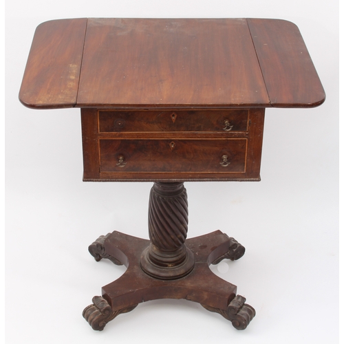 453 - A late-Regency mahogany dropflap Pembroke work table - the rectangular dropflap top over two well-fi... 