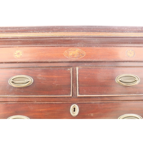 455 - An early 19th century inlaid mahogany chest on chest, probably Channel Islands - the ogee moulded fl... 