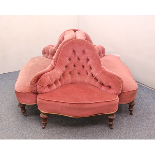 456 - A late-Victorian or Edwardian four-piece conversation chair suite - comprising a pair of small sette... 