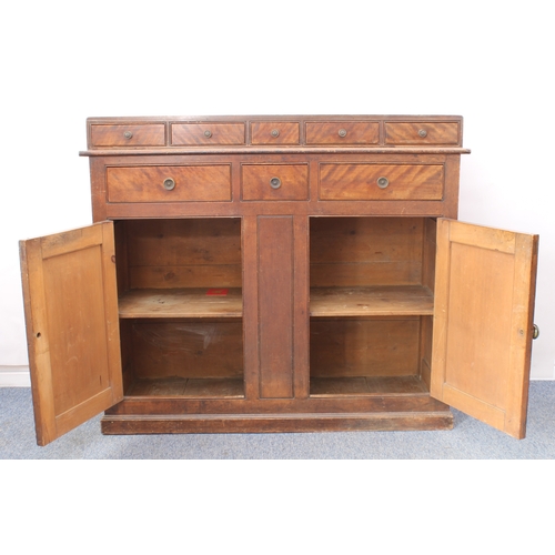 460 - A mid-19th century mahogany, beech and pine country house style housekeeper's cabinet - the top with... 