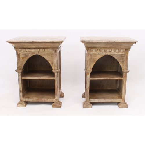 463 - A pair of oak bedside cabinets in Gothic Revival style - (matches lots 461, 462 and 464) - late 20th... 