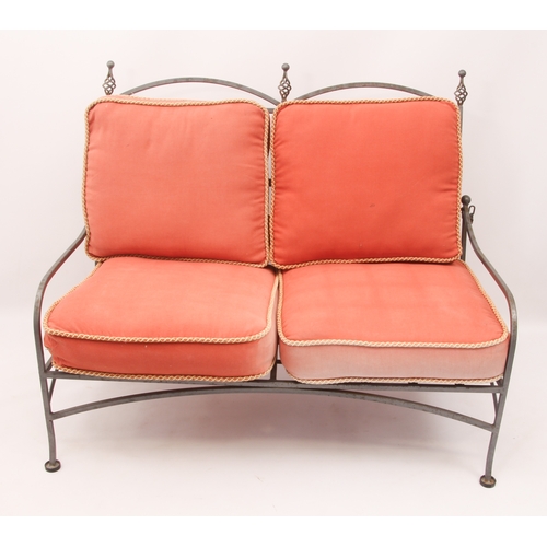 467 - A wrought iron two-seater conservatory or garden room sofa (matches lot 468 ) - modern, the double a... 