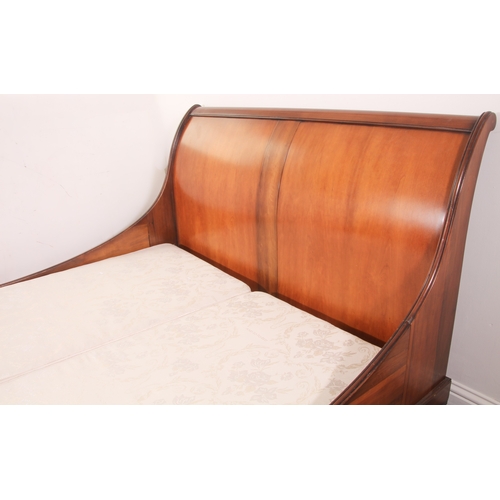 501 - A cherrywood king size sleigh bed by 'And So To Bed' - with the slats, two-part bed base, (no mattre... 