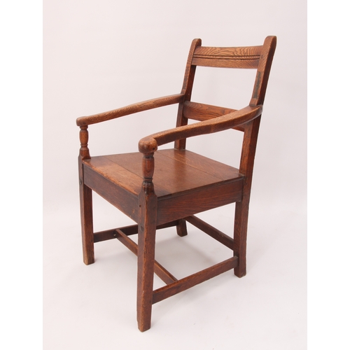 508 - A set of seven early 19th century provincial oak dining chairs - including one carver; plus a simila... 