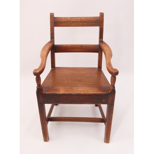 508 - A set of seven early 19th century provincial oak dining chairs - including one carver; plus a simila... 