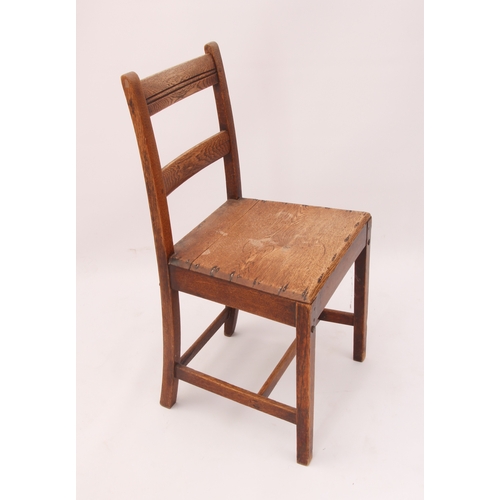 508 - A set of seven early 19th century provincial oak dining chairs - including one carver; plus a simila... 