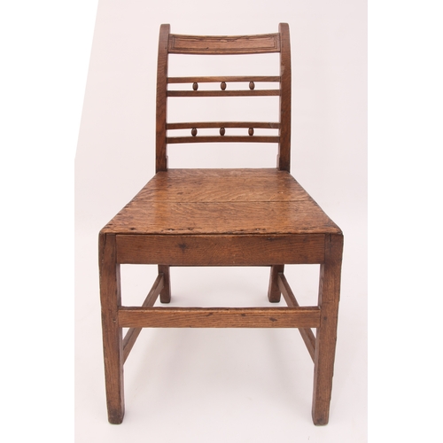 508 - A set of seven early 19th century provincial oak dining chairs - including one carver; plus a simila... 