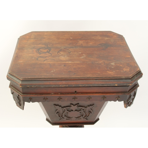 516 - A William IV rosewood work table, requiring restoration - the rectangular top with clipped corners, ... 